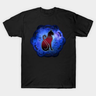 Cosmic Flower Of Life Egyptian Cat Magic T-Shirt